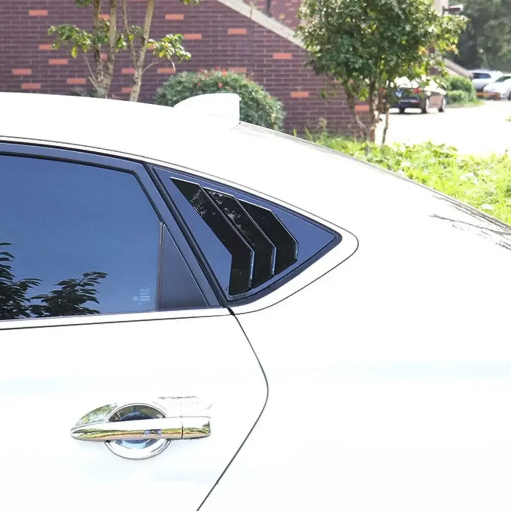 For Nissan Sentra Sedan 2013-2019 Car Rear Louver Window Side Shutter Cover Trim Sticker Vent Scoop ABS Carbon Fiber Gloss Black Quake