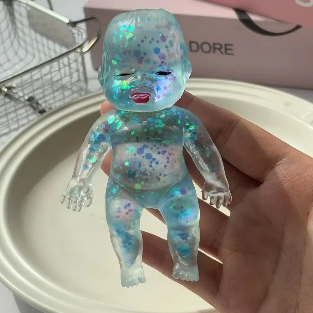Squishy Maltose Sugar Glitter Shiny Stress Relief Toy Stretchable Slow Rising Fidget Toy Adults Stress Relief Gifts Home Decor Quake Blue