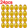 24/6PCS Golden Easter Eggs Plastic Empty Easter Egg Party Yard Game Prizes Supplies Children's Toys DIY Easter Home Decoration Quake 24PCS