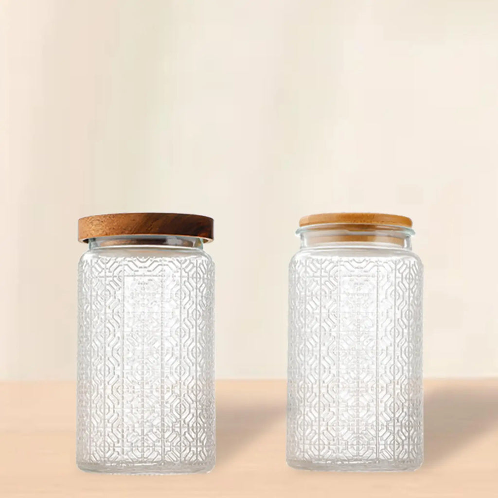 Airtight Canister 1L Tea Canister Pantry Kitchen with Lid Clear Pantry Canister for Candy Dry Goods Sugar Coffee Beans Snacks Quake