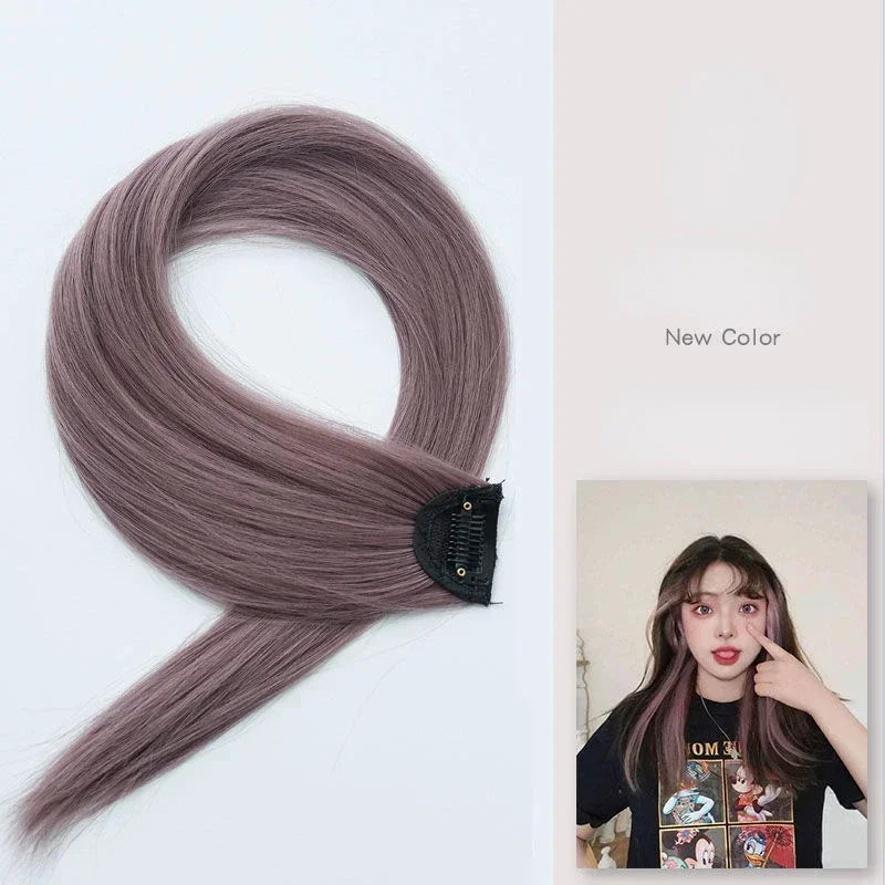DIY Colored Hair Styling Clips Long Straight Hanging Ear Hairpin Hairpieces Women Natural Hair Braiding Clip Fake Hair Piece Quake BTS