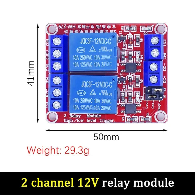 5V 12V 24V Relay Module Board 1 2 6 4 8 Channel Shield with Optocoupler Support High and Low Level Trigger for Arduino Quake 12V 2 Channel