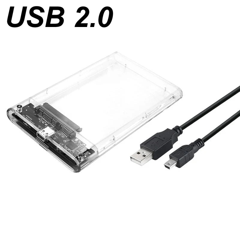 New USB C Type C 3.0/2.0 HDD Enclosure 2.5 inch SATA SSD Hard Drive Case Support 6TB Transparent Mobile External HDD Quake USB2.0
