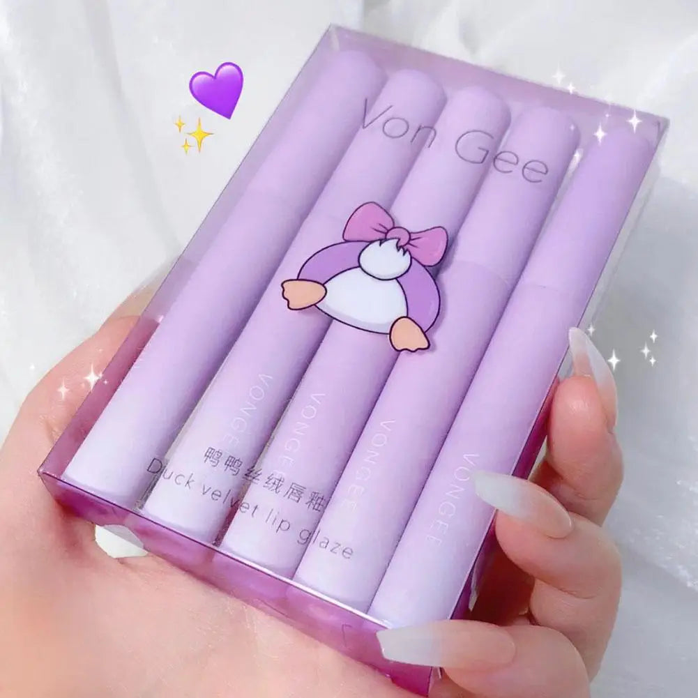 5 Colors/kits Matte Lipstick Set Long Lasting Waterproof Non-Stick Cup Lip Glaze Not Easy To Fade Cute Lip Tint Cosmetic Makeup Quake