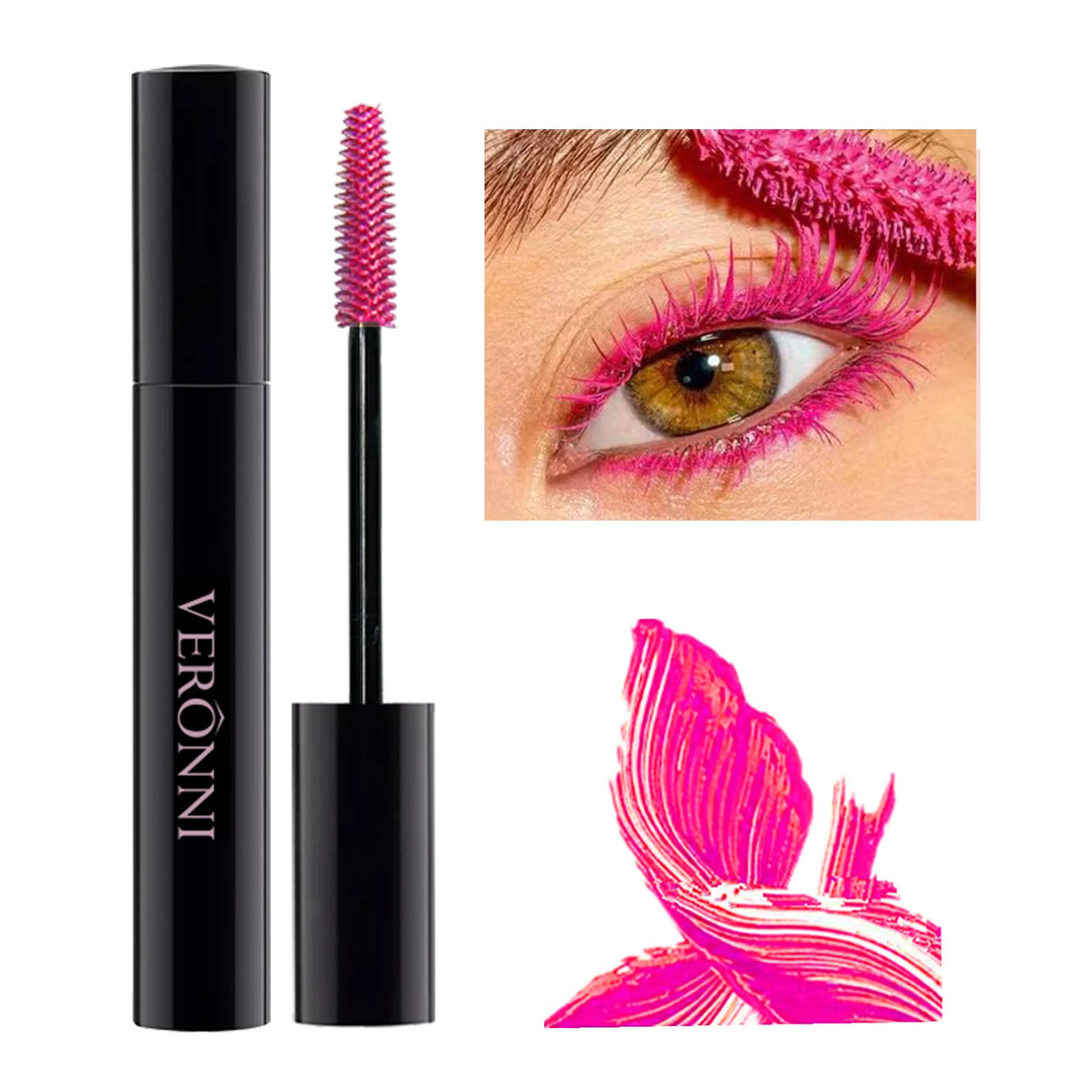 Color Mascara Eyelashes Lengthening Mascara 4D Silk Fiber Waterproof Curling Mascara Black Eyelashes Extension Make Up Cosmetics Quake PINK 06