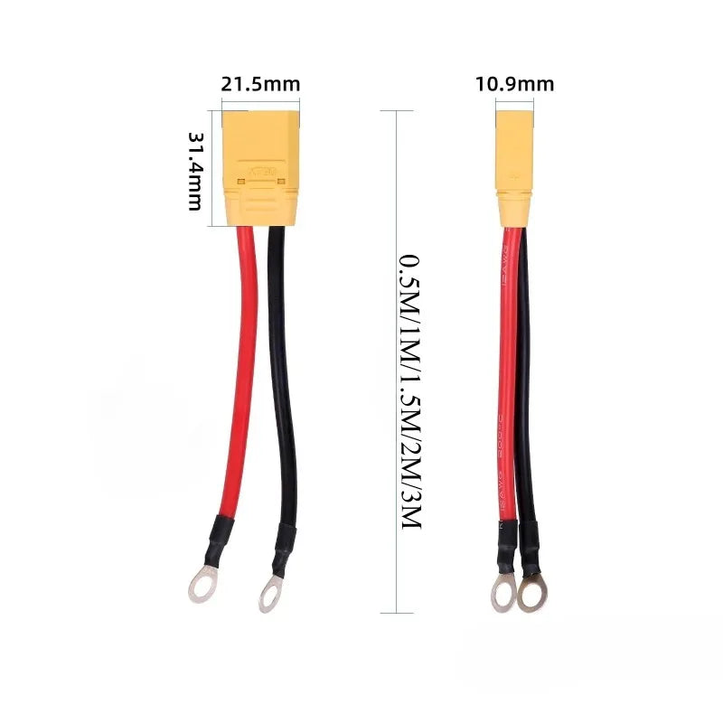 XT90 Plug to M6/8/10 Lug Terminal 10AWG Silicone Copper Wire High Amp Power Adapter Cable for RC FPV Drone Battery Power Supply Quake