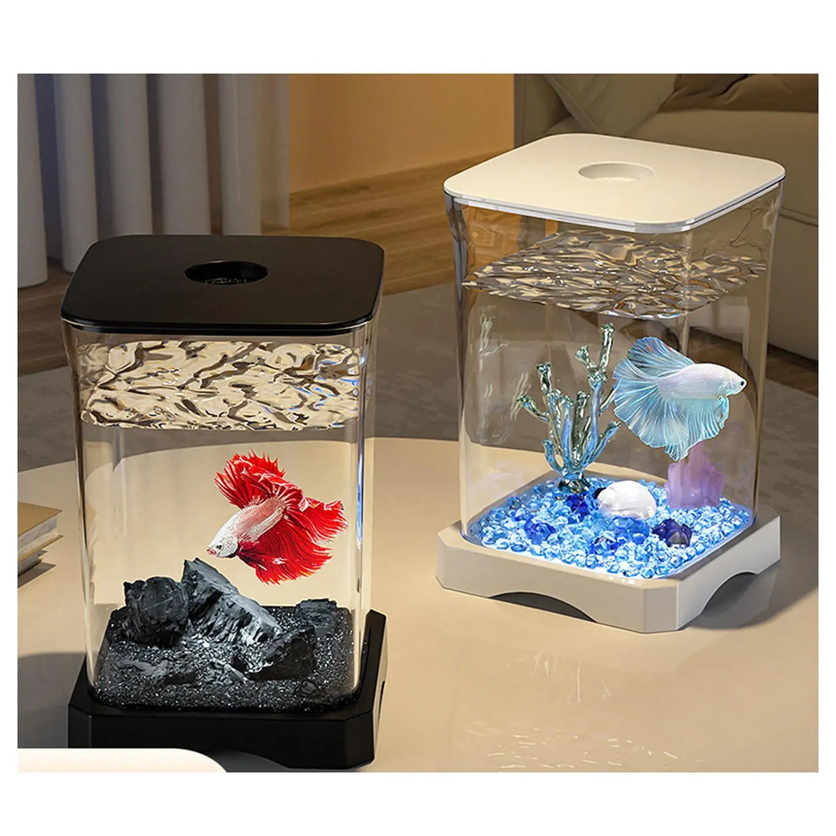 Fish Tank Clear Fish Bowl Breeding Tank Multipurpose Thickened Small Goldfish Tank for Home Tabletop Living Room Office Turtle Quake