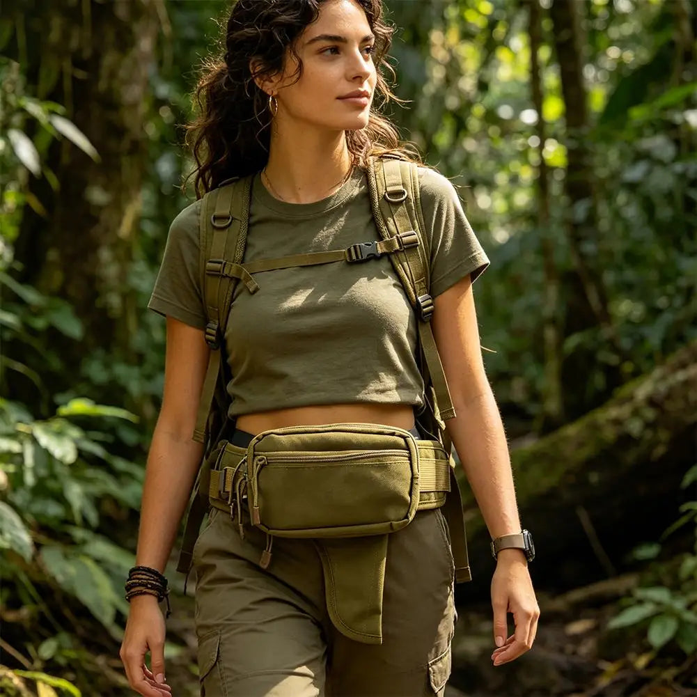 Multifunctional Outdoor Waist Bag Foldable EDC Fanny Pack Crossbody Shoulder Bag with Multiple Pockets for Travel Hiking Quake