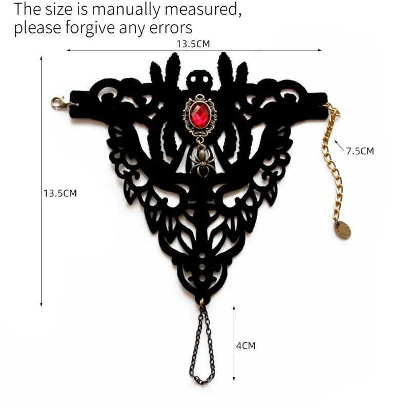 Halloween Spider Bracelet Goth Punk Witch Grim Reaper Cosplay Accessory Festival Party Decorative Finger Chain Costume Jewelry Quake black As shown