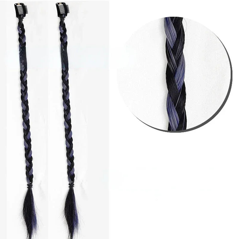 2pcs/set Y2K Boxing Braids Girls Cool Fashion hair Braide Women Fried Dough Twist Braid Traceless Invisible BB Clip Boxing Braid Quake tr haze blue
