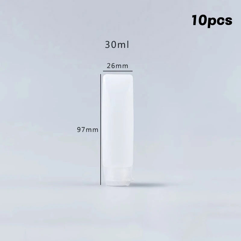 10Pcs 30/50ml Empty Squeeze Tube PE Soft Tubes Facial Cleanser Bottle Cosmetic Packaging Travel Bottle Refillable DIY Container Quake 30ML