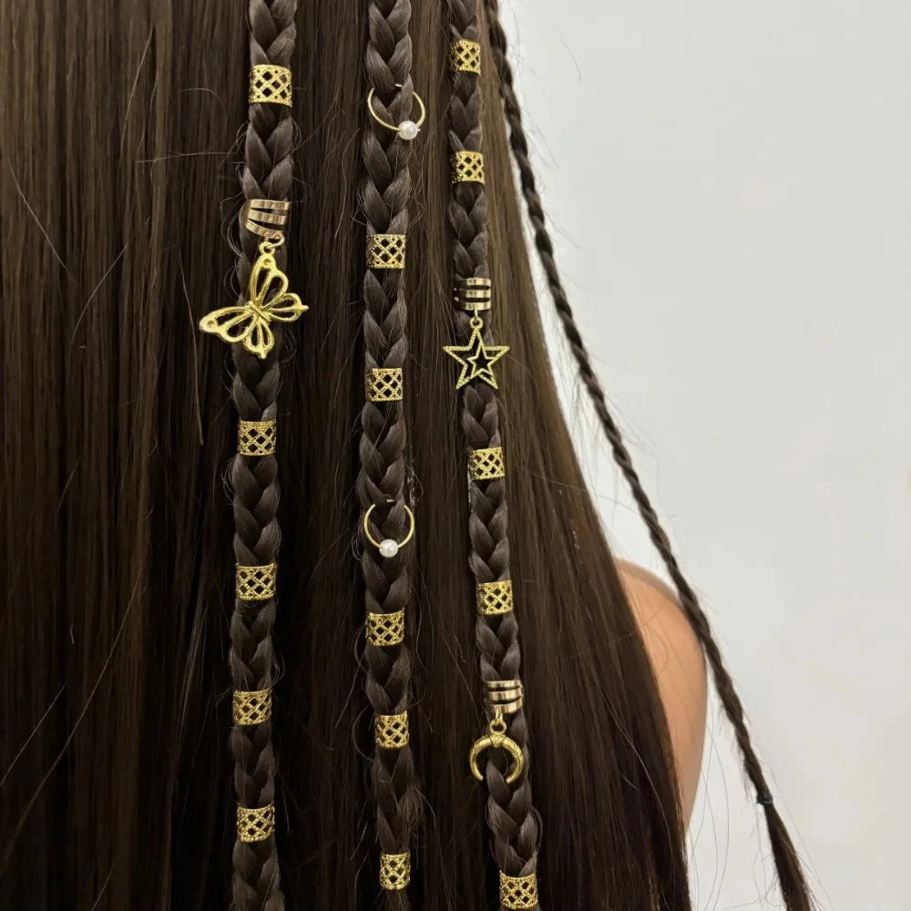 25 Pieces of Pearl Antique Dirty Braided Hair Rings Hair Care & Styling Tools & Accessories Braiders Quake