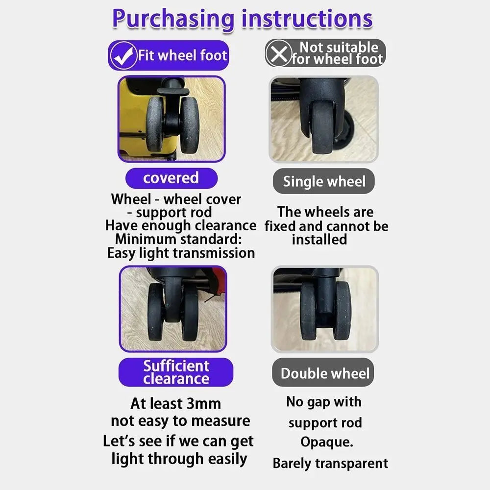 8Pcs Silicone Luggage Wheels Protector Cover Reduce Noise Anti-slip Suitcases Wheel Protection Rings Reduce Wheel Wear Quake