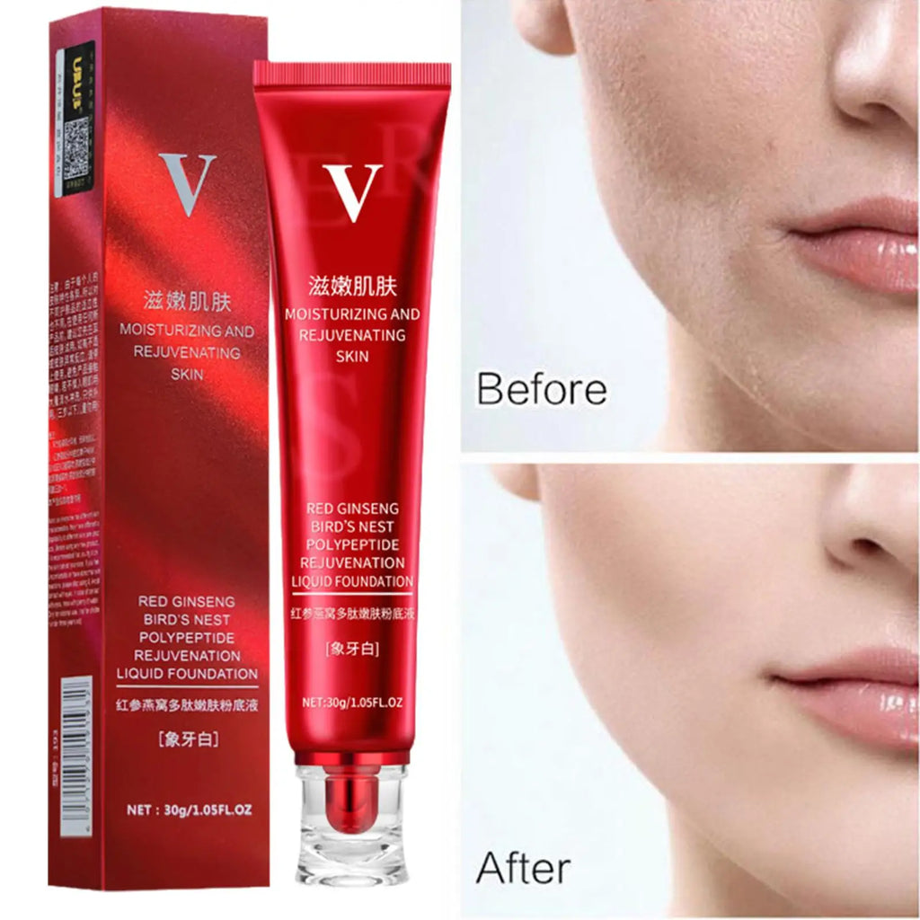 FV Red Upgrade Foundation Oil-control Waterproof Hydrating Makeup Base Cream Precious Luxury Herbal Extracts Concealer Quake