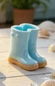 10Pcs Cute Clorful Miniature Home Decor Polka Dot Resin Rain Boots Mini Dollhouse For Fairy Garden DIY Jewelry Making Accessory Quake blue