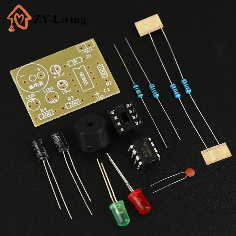 NE555 DIY Kit - LED Flasher & Signal Generator Circuit With PCB For Electronics Education & Solder Practice Quake