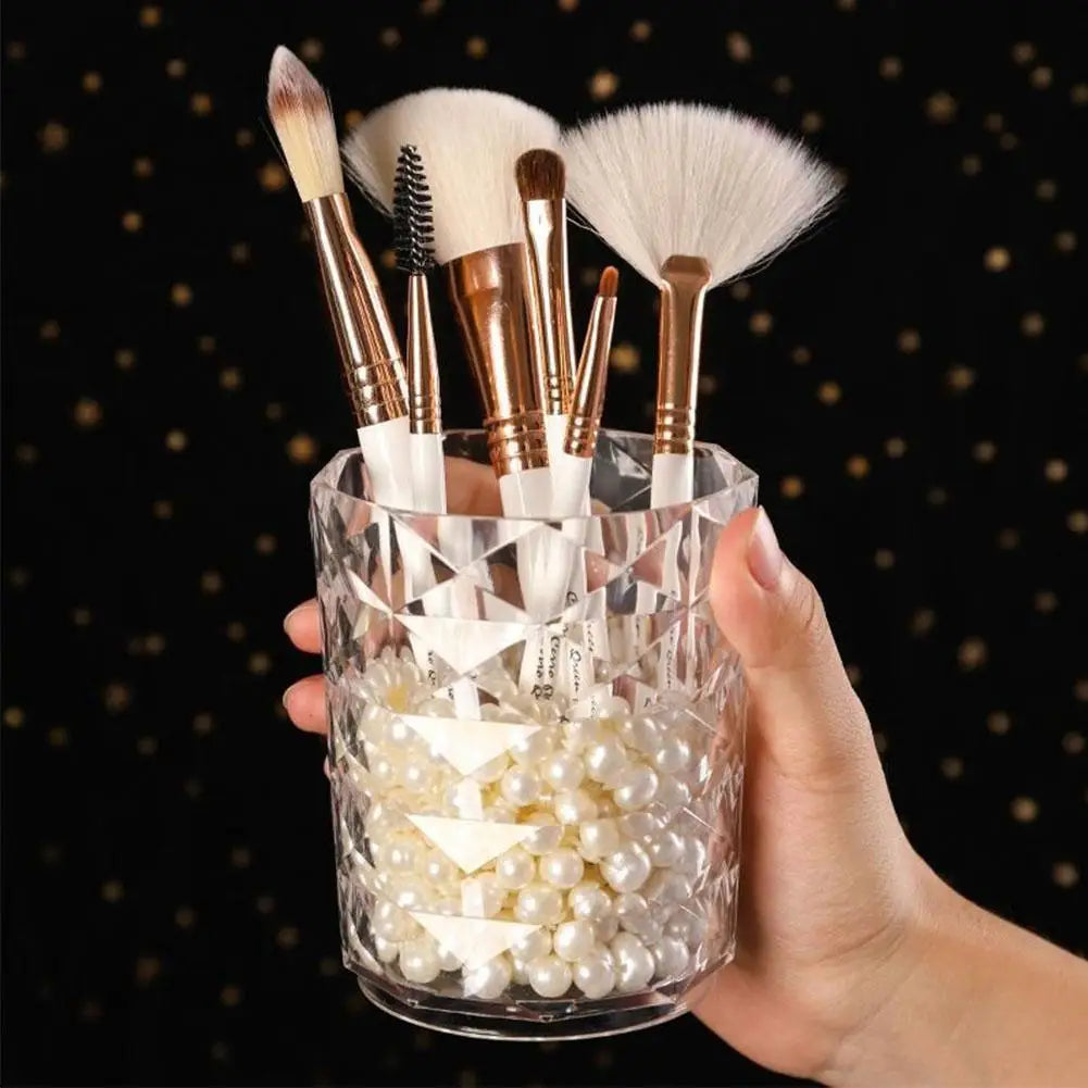 Makeup Brush Holder Organizer, Crystal Cosmetic Makeup Brushes Storage Holder, Vintage Make Up Brush Cup for Vanity, Pen Pencil Quake