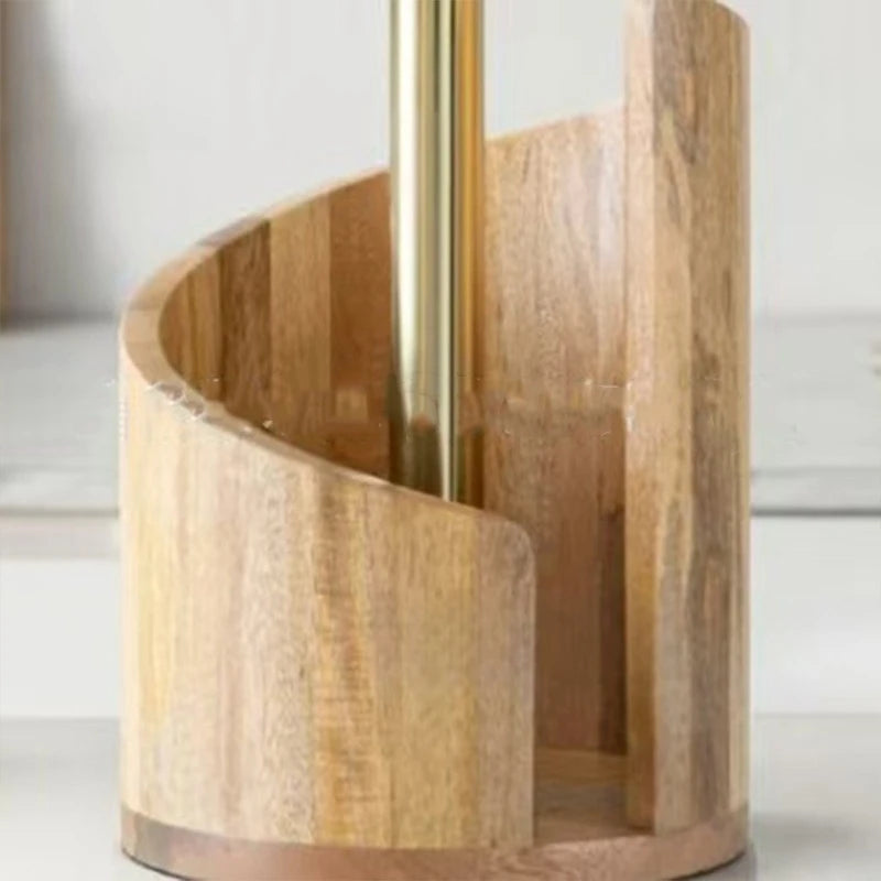Wooden Paper Towel Holder Countertop Kitchen Roll Paper Storage Stand Desktop Tissue Organizer for Home Dining Room Decor Quake