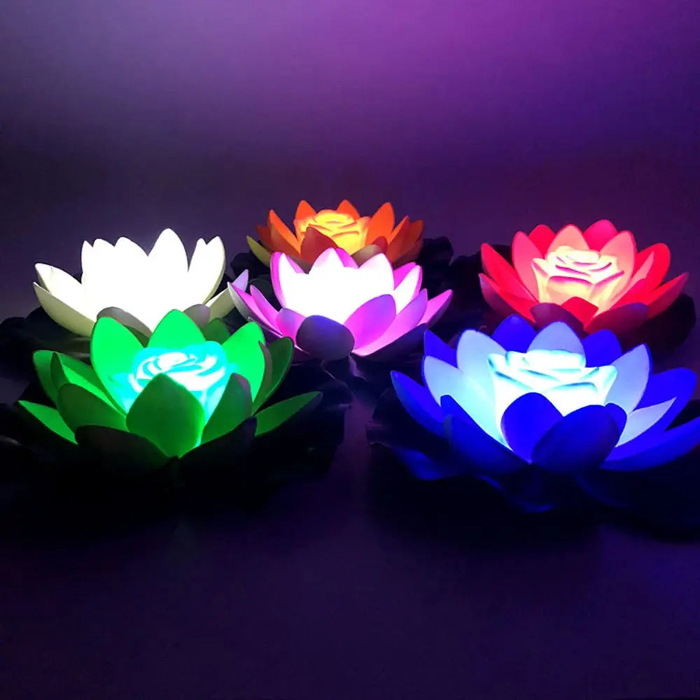 Solar Powered Buddhist Prayer Floating Lighting Decoration Fountain Pool Pond Lamp Wishing Lamp Flower Light Lotus Lamp Quake
