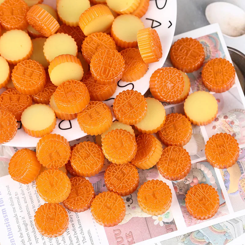 50Pcs Miniature Simulation Mooncake Flatback Resin Cabochon For Phone Decor DIY Car Jewelry Making Crafts Dollhouse Accessories Quake