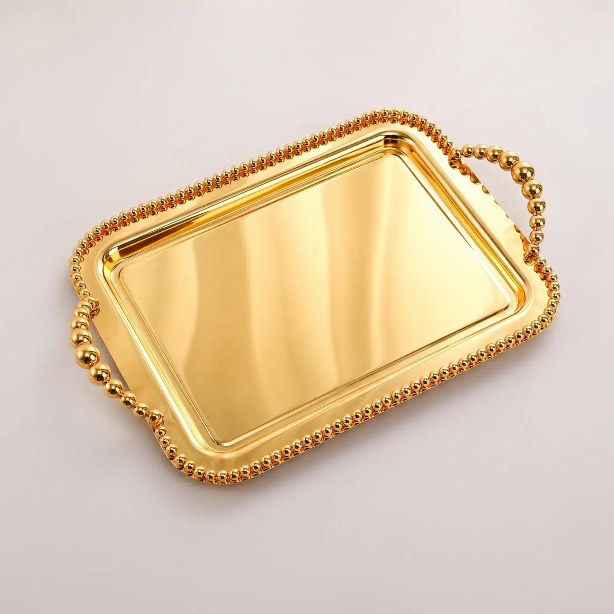 Rectangular Metal Serving Tray for Dining Table Vanity Organization Decorative Mirror Finish Gift Quake