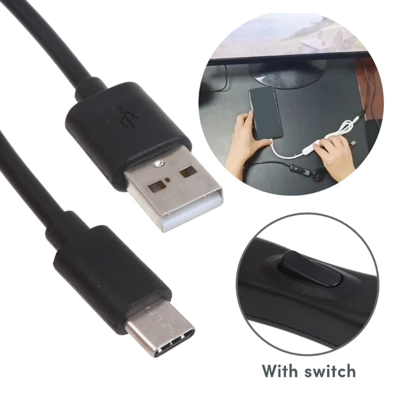 USB Cable withSwitch Type-C USB2.0 Adapter Cord 5V3A Type C to USB A Charger and Data Transfer forRaspberryPi 4B hubs K1KF Quake