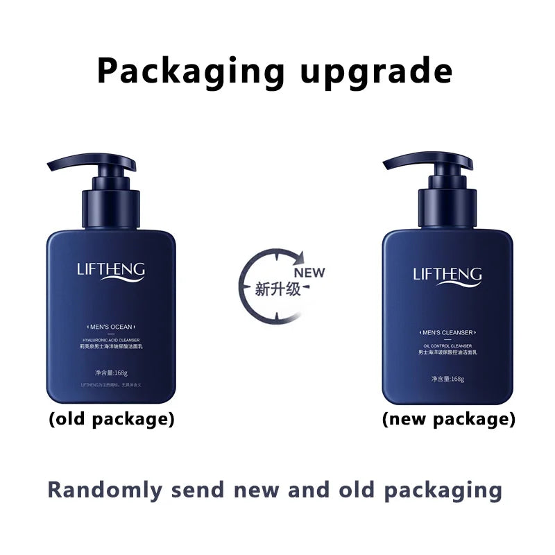Men's Ocean Hyaluronic Acid Cleanser Deep Cleaning Pores Remove Blackhead Oil Control Refreshing Moisturizing Facial Cleanser Quake