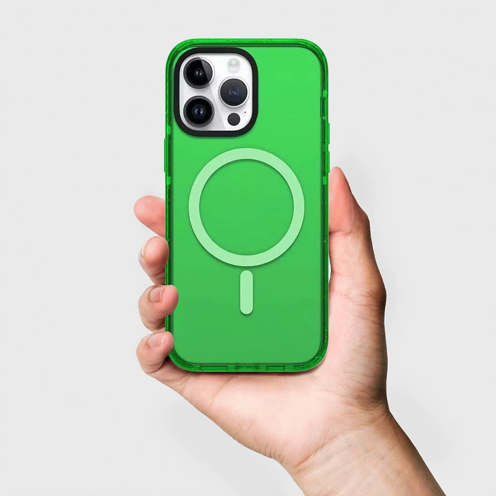Candy Color Plain Transparent Magnetic Phone Case Cover for IPhone 14 15 16 17 18 Pro Max Case Quake