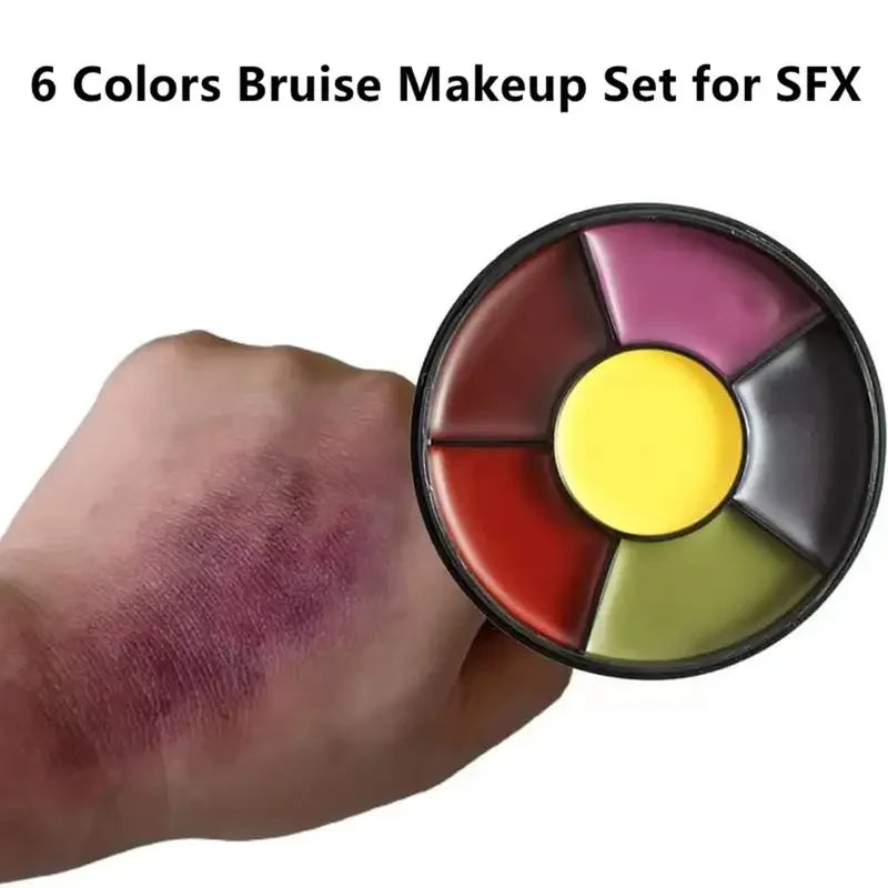 6-Color Bruise Wheel Makeup - Realistic SFX Zombie Makeup with Vibrant Face and Body Paint, Perfect for Halloween Costumes Quake