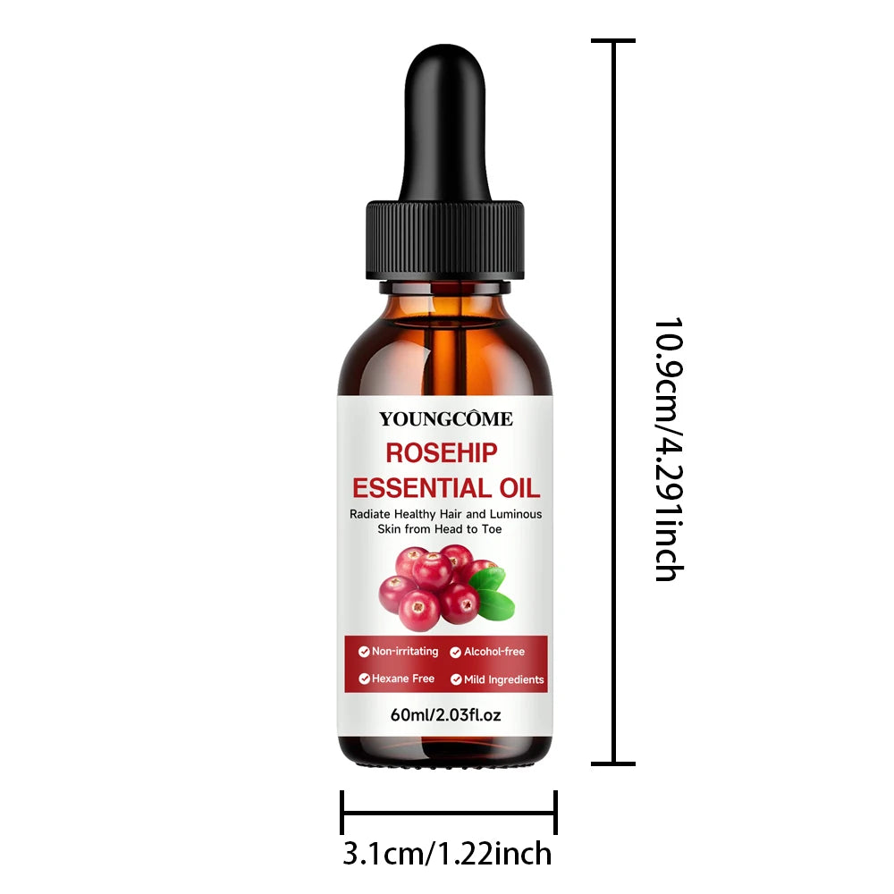 Pure Rosehip Essential Oil Fade Fine Line Lifting Firming Repair Moisturizing Whitening Nourishing Skincare Oil for Hair Face Quake 60ml Other