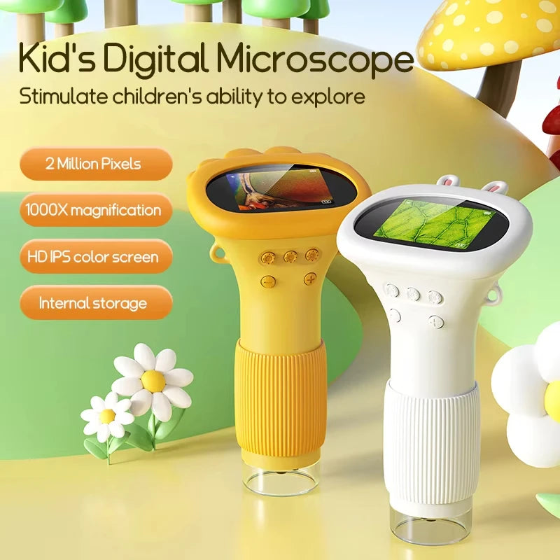 Kids Microscope 1000x Magnifier Microscope 200 Megapixels With LED Photo Video Function Educational Toys Science For Children Quake