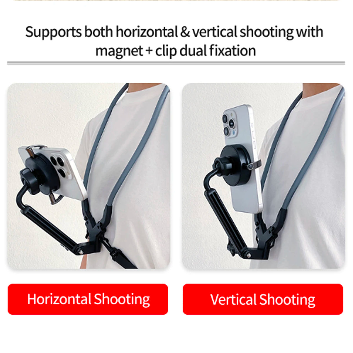Magnetic Neck Phone Holder First Person View Bracket Hands Free Wearable Neck Mount Stand for Running Cycling Outdo Quake