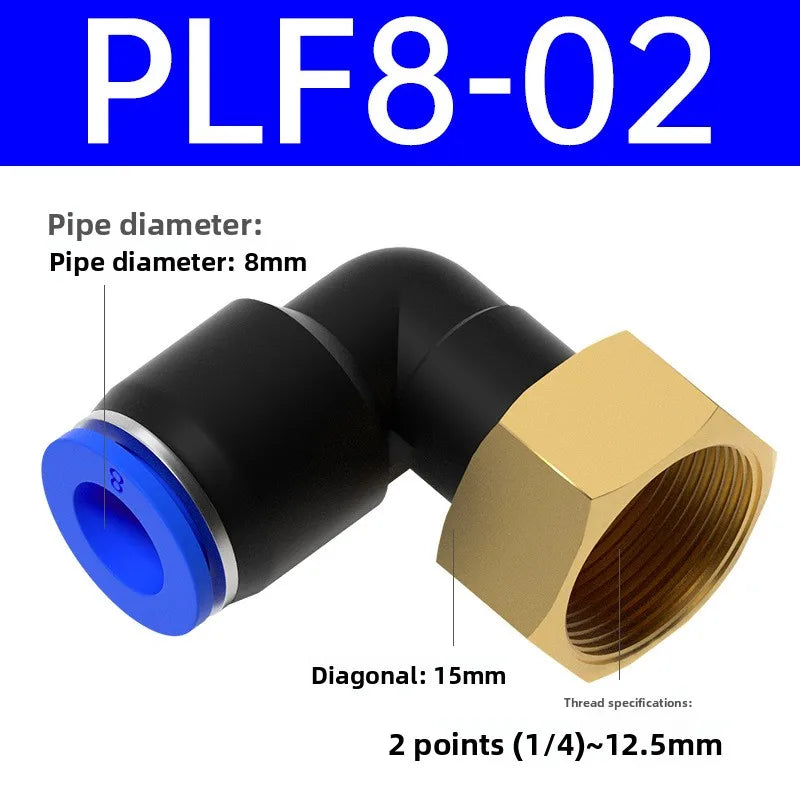 1pcs PLF Pneumatic Fittings Female Thread 1/8 1/4 3/8 1/2 Hose OD 4/6/8/10/12mm Air Elbow Connector Tube Push In Fittings Quake PLF8-01 1 Pcs