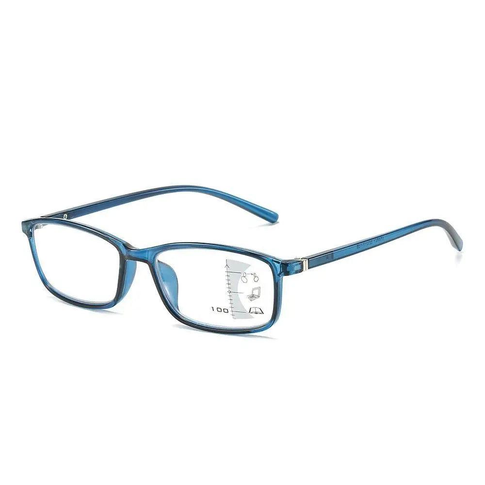 Anti-Blue Light Progressive Multifocal Reading Glasses Men Women Eye Protection Readers Eyewear Optical Presbyopia Eyeglasses Quake blue +200