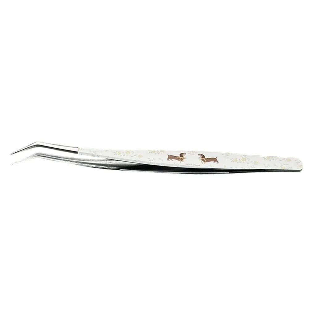 Stainless Steel Curved Stickers Tweezers High Precision Anti-static Lashes Extension Tweezer Cartoon Bean Tweezers Quake Style 3
