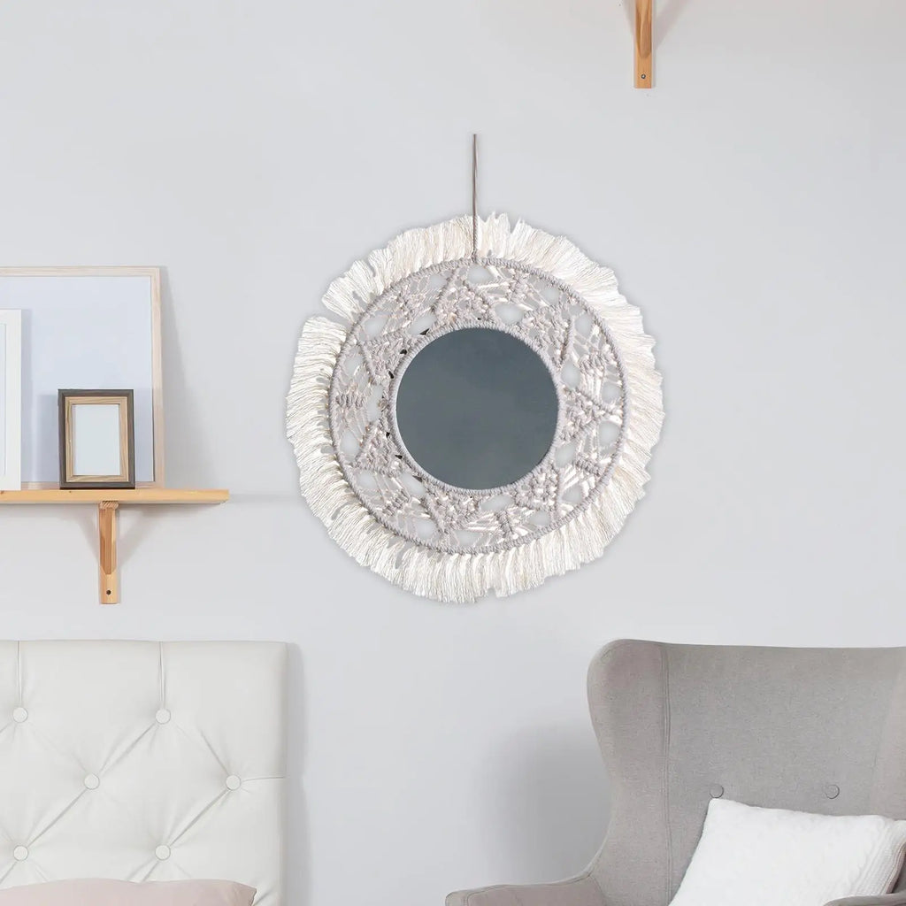 Boho Mirror Decor Decorative Mirror Hanging Wall Mirror,Wall Decor Mirror for Living Room,Apartment,Bathroom Office Entryways Quake