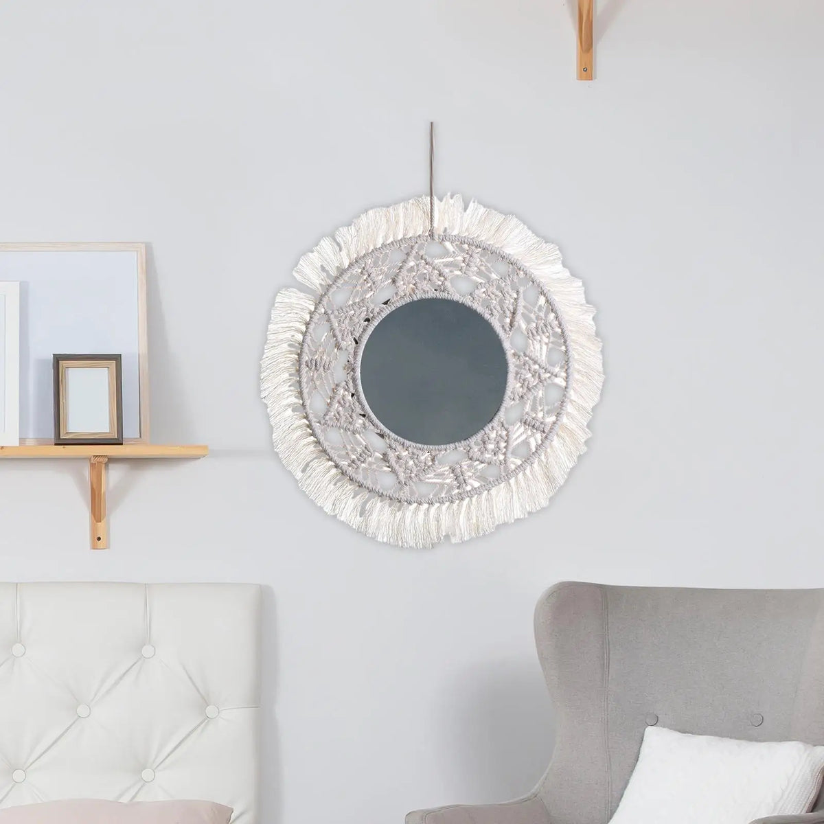 Boho Mirror Decor Decorative Mirror Hanging Wall Mirror,Wall Decor Mirror for Living Room,Apartment,Bathroom Office Entryways Quake