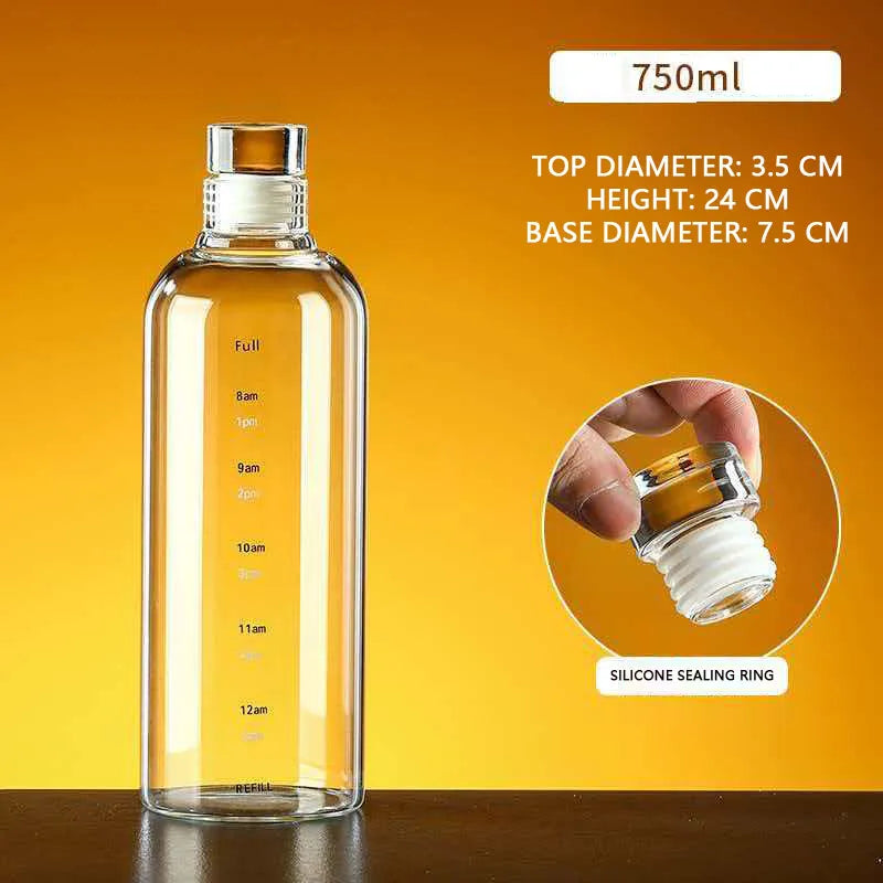 YWDL Large Capacity Glass Water Bottle 300-1000ML Multi-function Transparent Milk Cup for Outdoor Sports Creative Milk Bottle Quake 750ml 300-1000ml