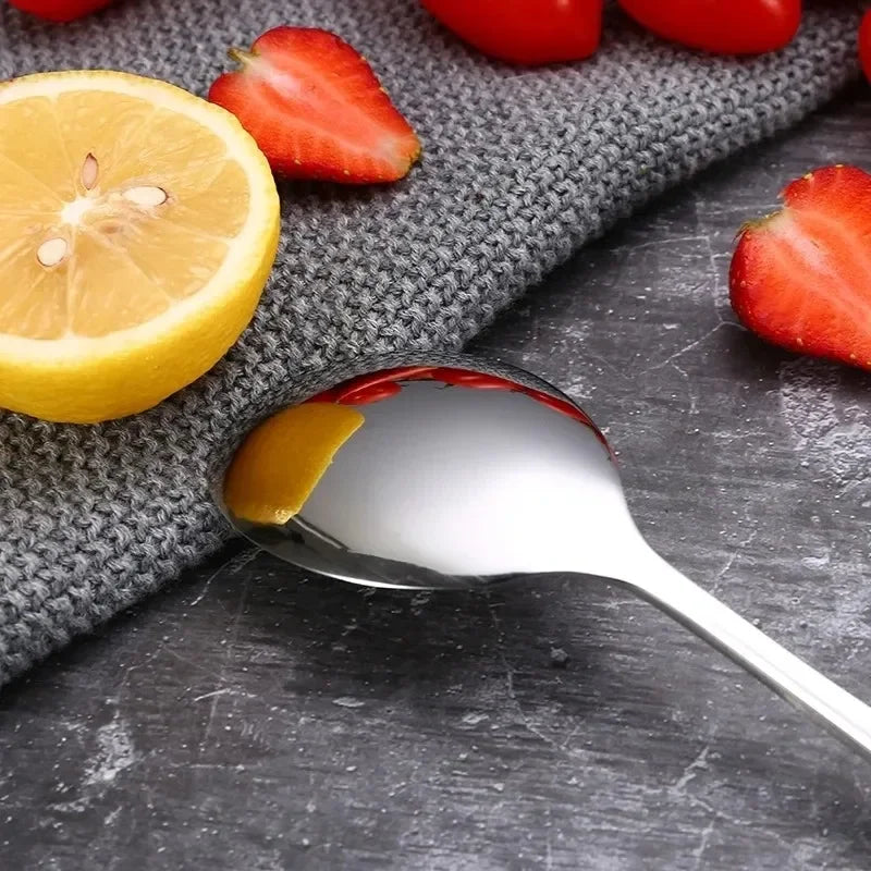 Long Handle Spoon Fork Stainless Steel Cutlery Tea Coffee Rice Scoops Dumpling Porridge Soup Spoon Restaurant Kitchen Tableware Quake