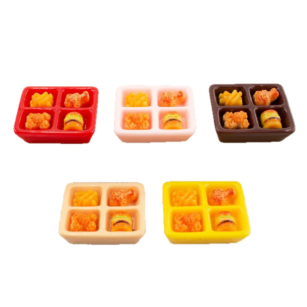 20Pcs New Simulation Four Grid Fried Chicken Resin Cabochons Fake Food DIY Miniature Dollhouse Accessories Phone Case Decoration Quake