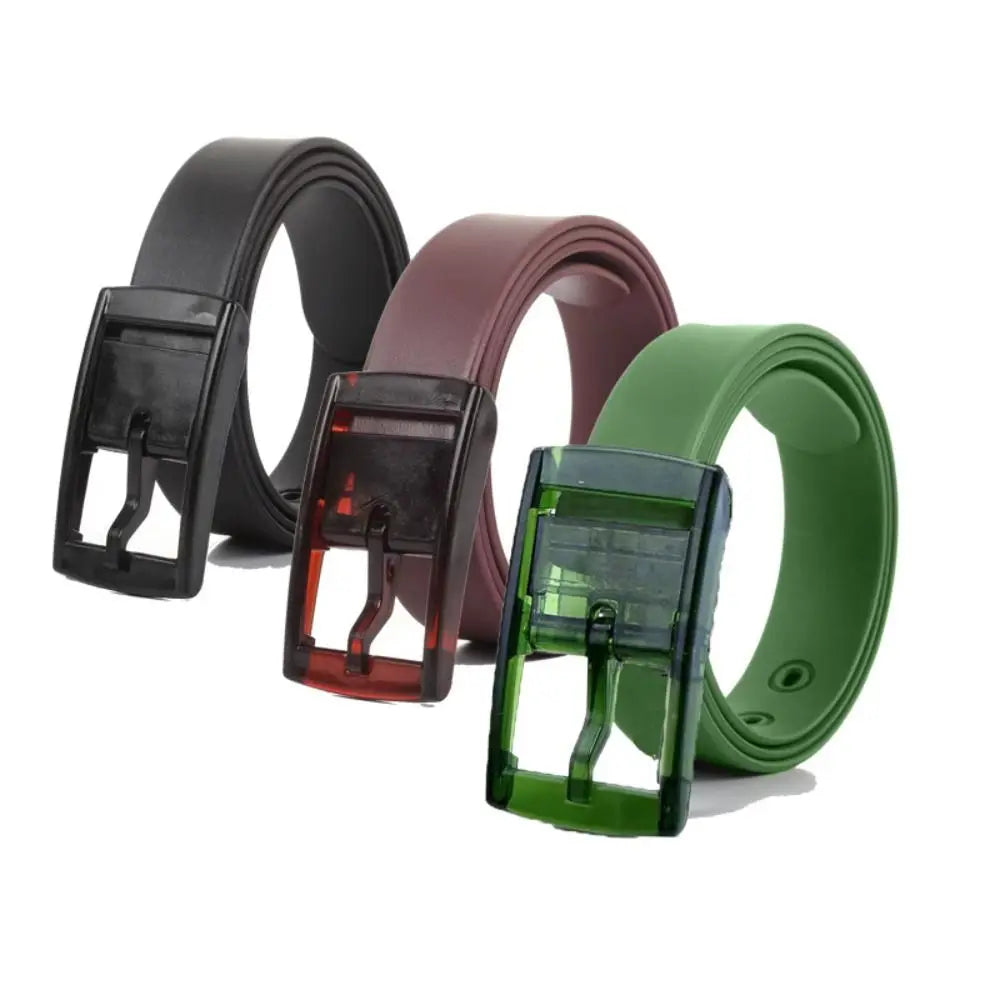 Fashion Luxury Brand Design Silicone Belt Couple Casual Square Pin Buckle Belt Metal Free Waistbands Quake