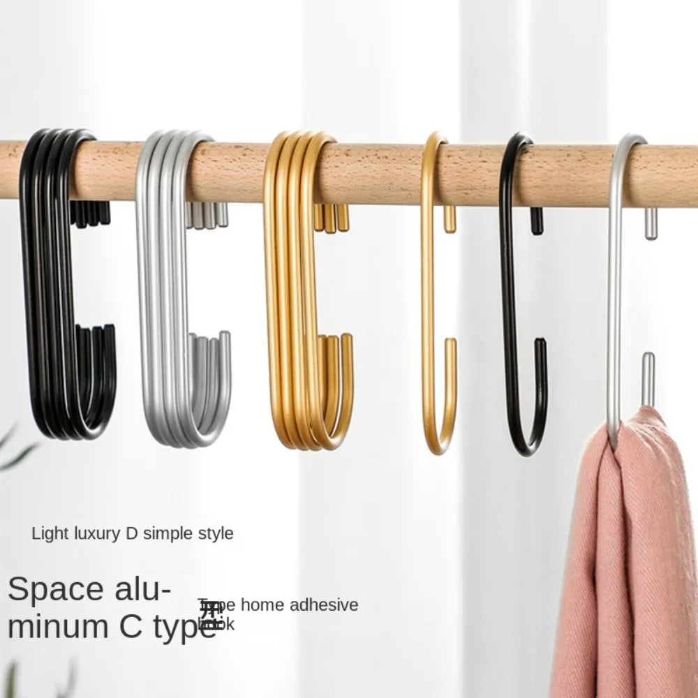 C-Shape Hook 5pcs Hanging Scarf Rack Clothes Bag Hanger Closet Organizer S Shaped Drying Hooks Multifunction Storage Hangers Quake