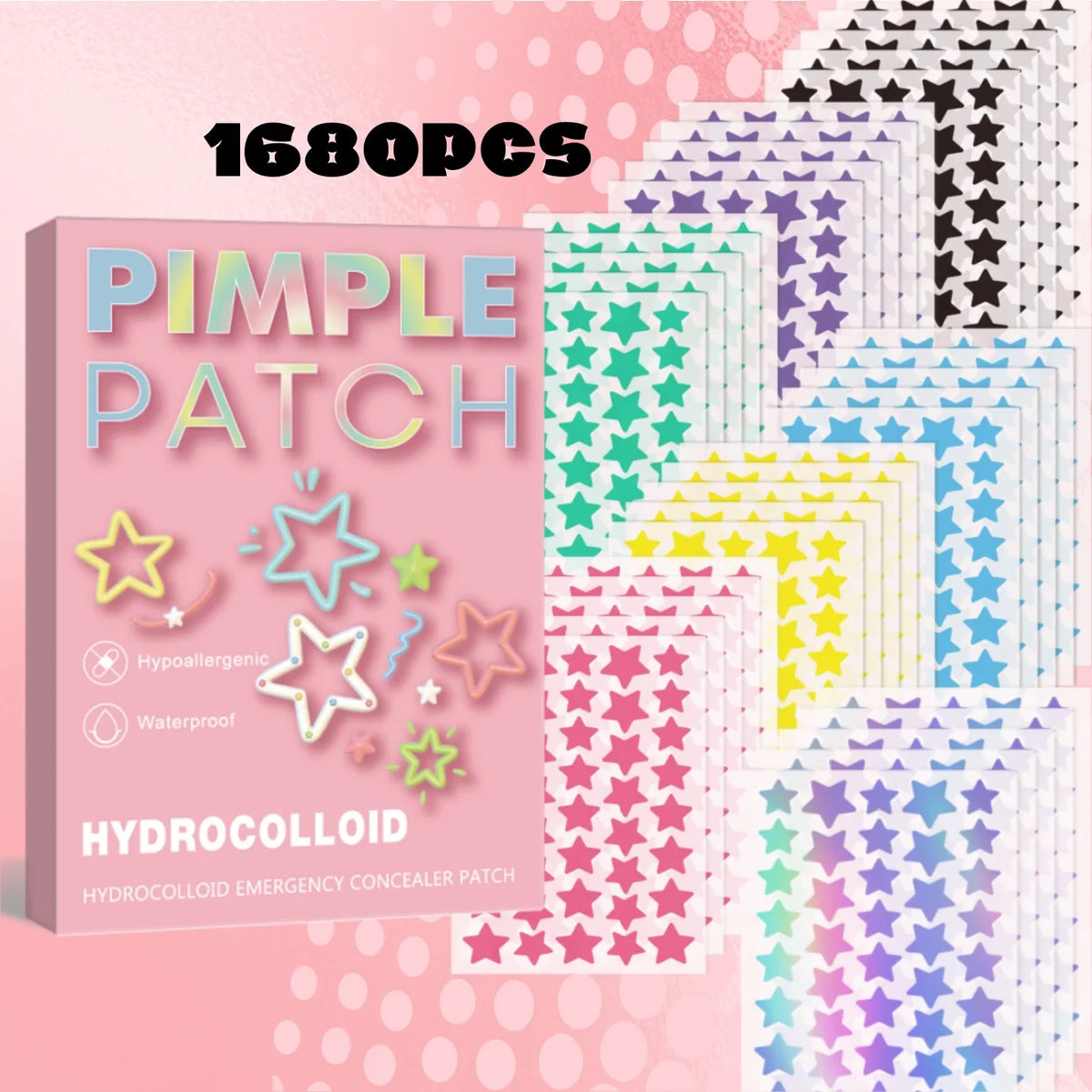 280/1680 Pieces Star-Shaped High-Cost-Performance Acne Patches for Refined Girls, Daily Beauty Invisible Concealer Acne Patches Quake 1680pcs
