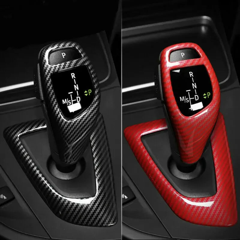 For BMW 1 2 3 4 5 6 Series F10 F18 F20 F21 F22 F23 F30 F31 F32 F35 Carbon Fiber Style ABS Gear Shift Knob Panel Cover Trim Frame Quake