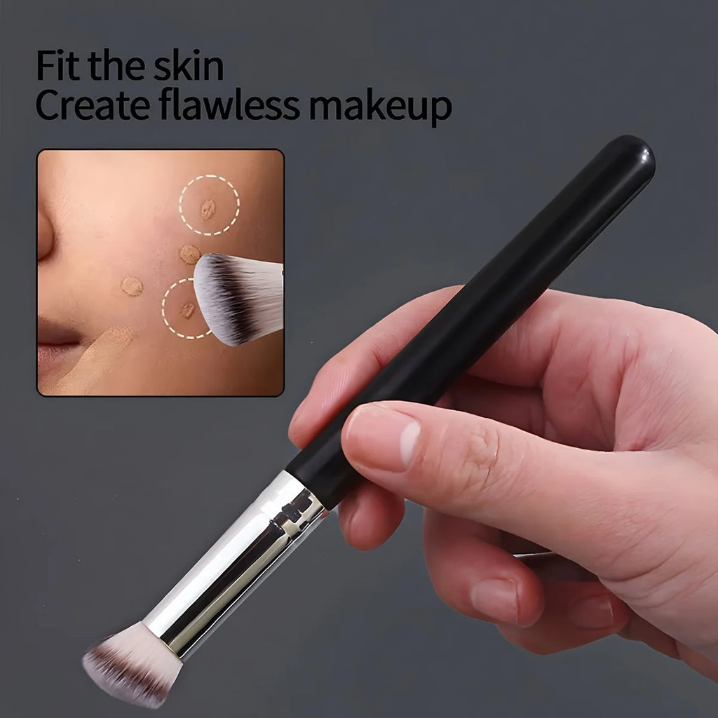 1pc Concealer Brush, Round Blush Brush, London Brush, Portable Facial Makeup Brush, Suitable for Beginners, Seamless Application Quake