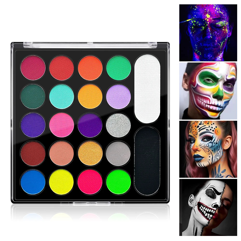 22 Color Face Body Painting Kit for Kids Adults,Face Paint Makeup Palette with Brush,Halloween Carnival Artist Cosplay Art Party Quake