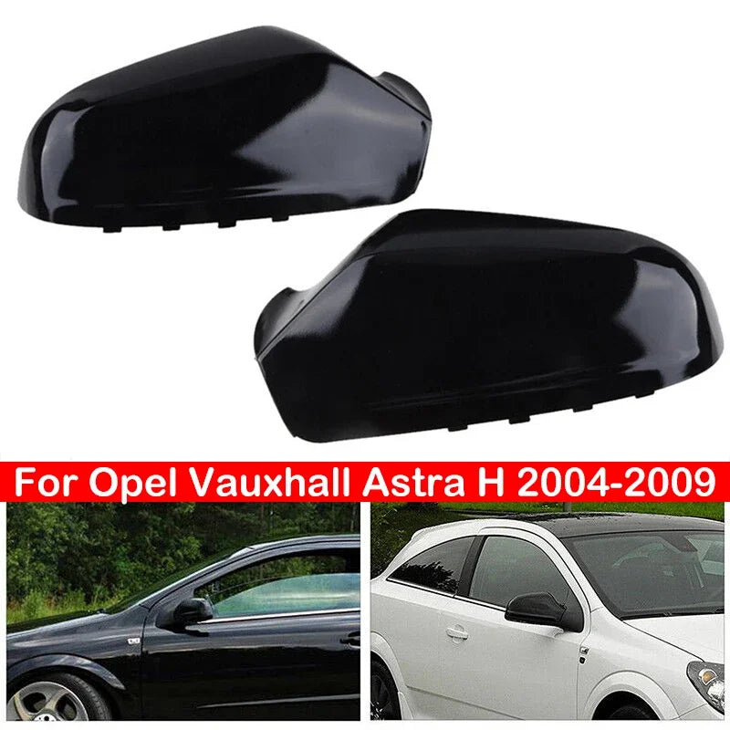 For Opel Vauxhall Astra H 2004-2009 Car Rearview Replacement Side Mirror Cover Wing Cap Exterior Door Case Trim Gloss Black Auto Quake