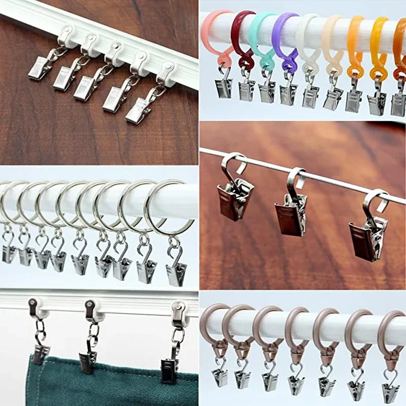 vvocci Durable Clips with Hook Sturdy and Stainless Steel 20pcs Curtain Window Curtain Hook Clips Home Curtain Decor Accessories Quake