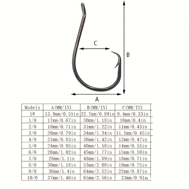 50pcs Circle Hooks Fishing Equipment Octopus Hooks Saltwater 1#-10/0 Quake