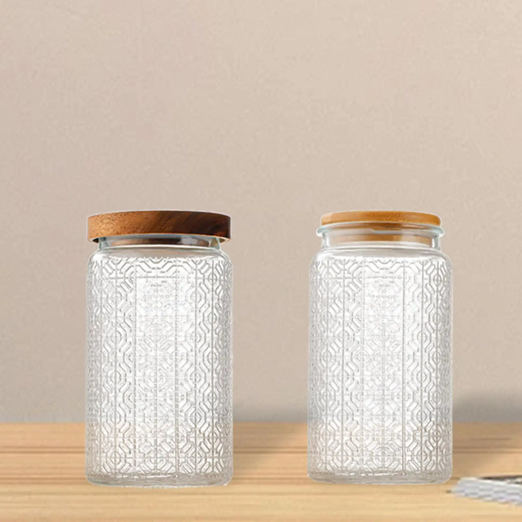 Airtight Canister 1L Tea Canister Pantry Kitchen with Lid Clear Pantry Canister for Candy Dry Goods Sugar Coffee Beans Snacks Quake